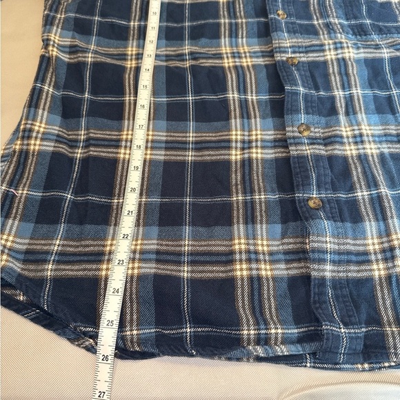 2/$35 Woolrich Blue Plaid Heavy Flannel Grunge Large Outdoor Work Button Shirt - Picture 6 of 8